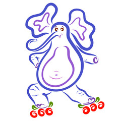 Cool thick elephant dancing on roller skates