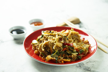 Asian noodles with shrimps