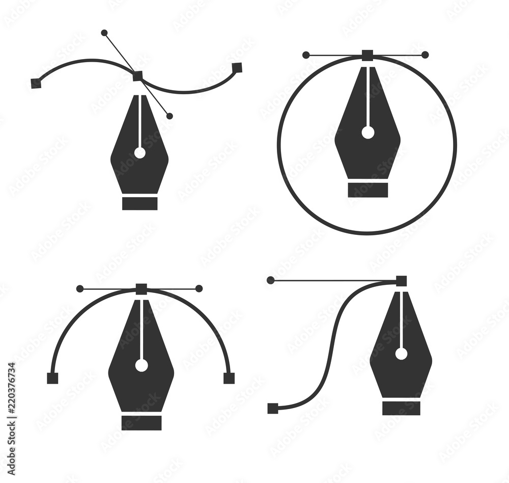 Fototapete pen tool cursor. vector computer graphics. logo for designer or illustrator. design icon. the curve 