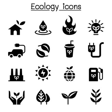 Ecology & Sustainable lifestyle icon set