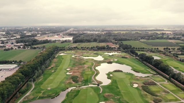 Epic drone shot at Golf Course The Dutch Holes weeks before the KLM Open in The Netherlands.