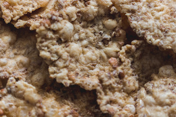 Textured cereals background close up