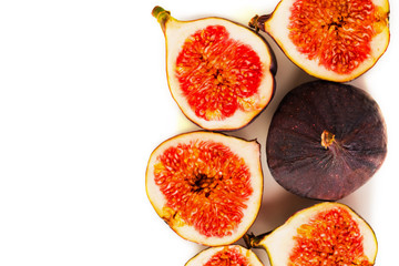 Fresh figs. Fruit with half isolated on white.