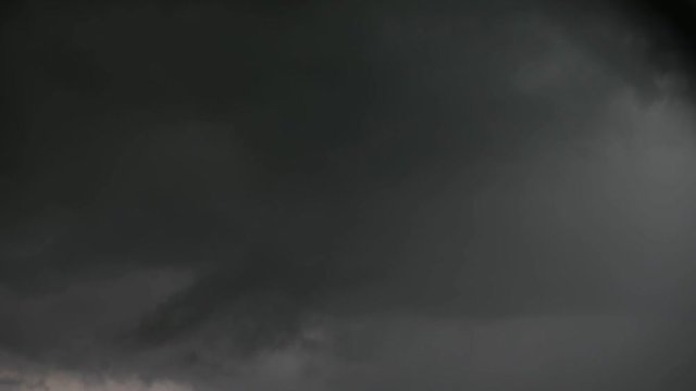 Time lapse of dramatic dark clouds taking shape overhead. Concept for dangerous nature, fear, halloween, bad weather, anxiety, horror, spooky nature, looking up with fear