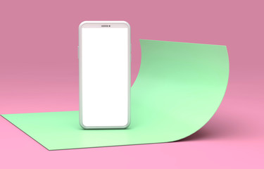 Modern frameless smartphone blank screen template. abstract trendy fashionable mockup. 3D Rendering