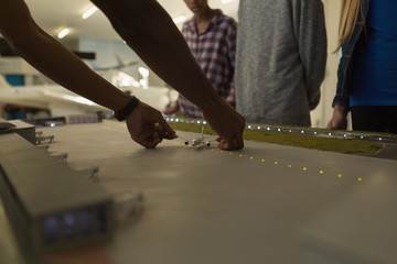 Male pilot training about model plane