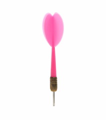Pink throwing dart isolated on white background