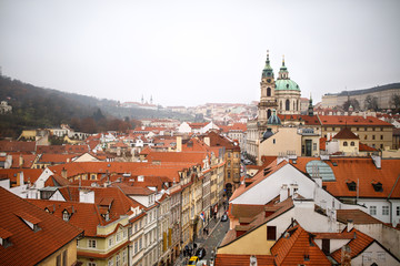 Naklejka na ściany i meble Top view of building in Prague