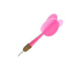 Pink throwing dart isolated on white background