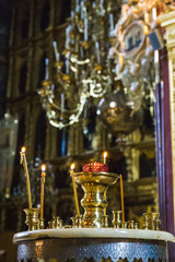 Fototapeta na wymiar Candles in the Church, Russia