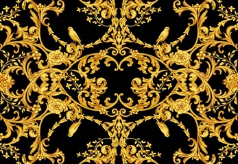 Golden baroque decorative composition
