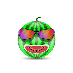 Fresh Sweet Natural Ripe Watermelon Icon with Black Seeds and Modern Sunglasses