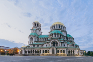 Alexander Nevsky Cathedral in Sofia, Bulgaria at sunset