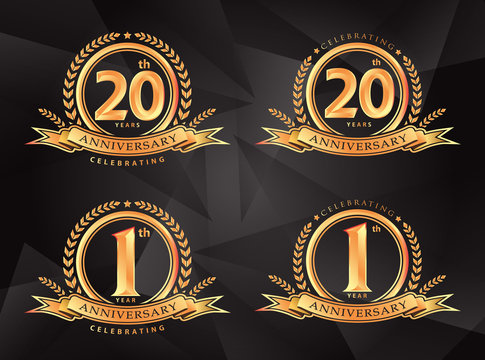 1th 20th anniversary celebrating classic vector logo design premium on gray background