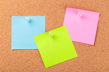 The cork board with blank notes