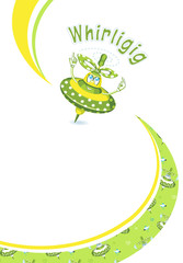Brochure flyer design template with funny Whirligig. Ideal for school circles, creative children's dance centre, kindergarten. 