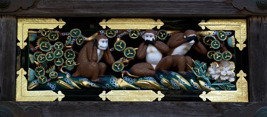 Die drei Affen von Nikko - nichts h&ouml;ren, nichts sagen, nichts sehen   Sanbiki no saru