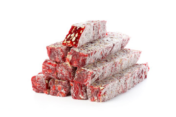 Turkish delight isolated on white.