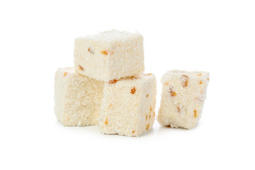 Turkish delight isolated on white.