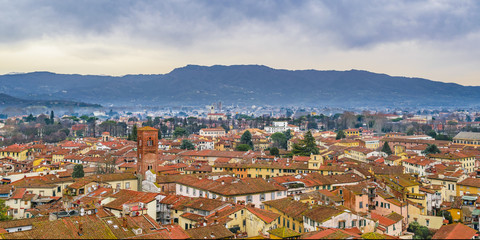 Aerial View Historic Center of Lucca, Italy