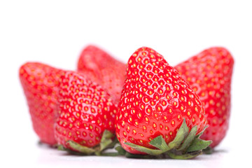 big handful of strawberries isolated