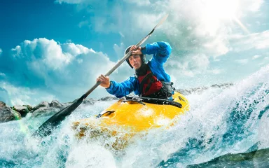 Abwaschbare Fototapete Whitewater kayaking, extreme kayaking © VIAR PRO studio