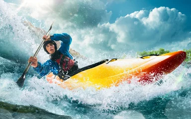 Foto op Canvas Whitewater kayaking, extreme kayaking © VIAR PRO studio
