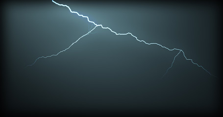 Lightning strikes on a black background with realistic reflections