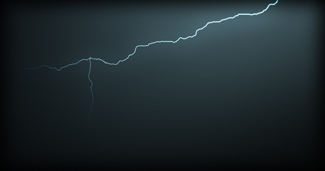 Lightning strikes on a black background with realistic reflections