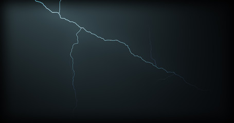 Lightning strikes on a black background with realistic reflections