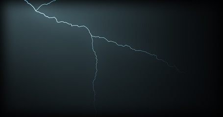 Lightning strikes on a black background with realistic reflections