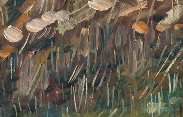 Oil painting texture. Reeds and dry coastal vegetation. Bright colored paints. Large rough brush strokes.