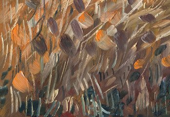 Oil painting texture. Reeds and dry coastal vegetation. Bright colored paints. Large rough brush strokes.