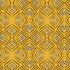 Naklejka premium Linoryt rhombus płytki wektor wzór