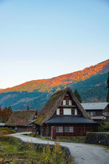 Fototapeta na wymiar Autumn of Gokayama, a UNESCO World Heritage Site in Toyama, Japan. ユネスコ世界遺産五箇山の秋　日本富山県南砺市 相倉集落
