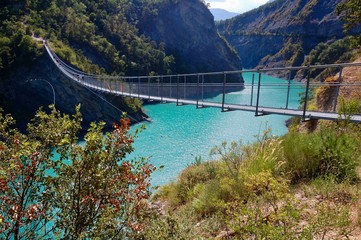 Fototapeta premium Ebron bridge Lac de Monteynard-Avignonet