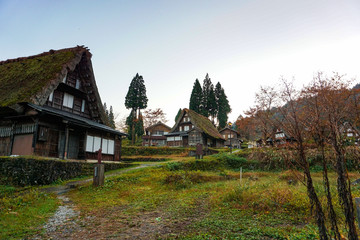 Fototapeta na wymiar Autumn of Gokayama, a UNESCO World Heritage Site in Toyama, Japan. ユネスコ世界遺産五箇山の秋　日本富山県南砺市 相倉集落