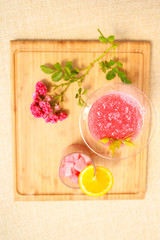 Photo of watermelon cocktails and roses.