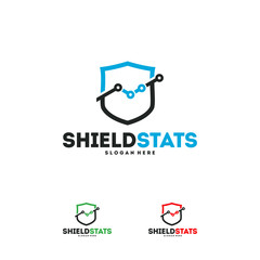Shield Stats Logo designs concept vector, Finance Shield logo designs symbol