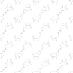 Fototapeta premium Lama seamless pattern. A beautiful realistic hand drawn sketch of alpaca or lama. Concept for background or print