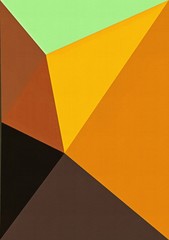 Fototapeta premium Polygonal drawing on canvas. Abstract geometric modern art. Triangles texture background.