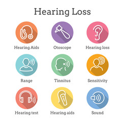 Hearing Aid or loss with Sound Wave Images Set