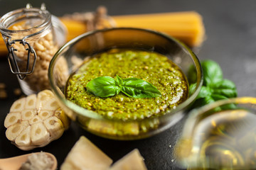 Pesto sauce in a bowl