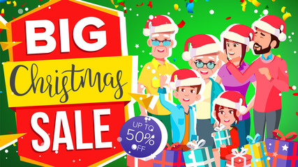 Christmas Sale Banner Vector. Super Sale Flyer. Discount Up To 50 Off. Super Flyer. Illustration