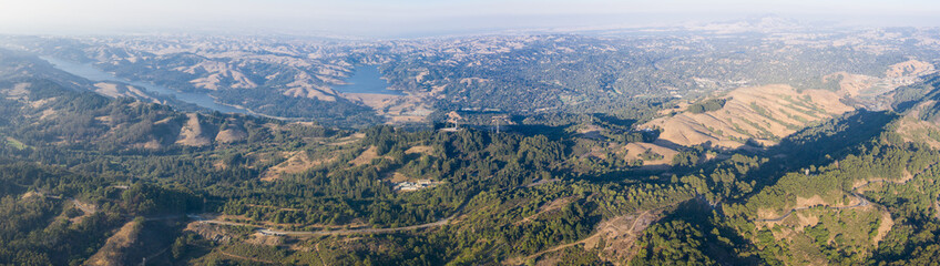 Aerial Panorama of Oakland Hills and Parks in San Francisco Bay Area