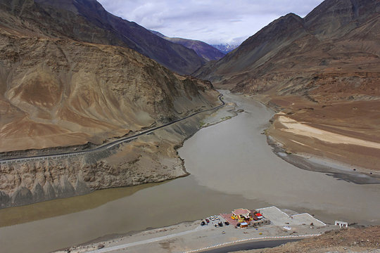 Confluence of Indus and Zanskar rivers, Ladakh, Jammu and Kashmir