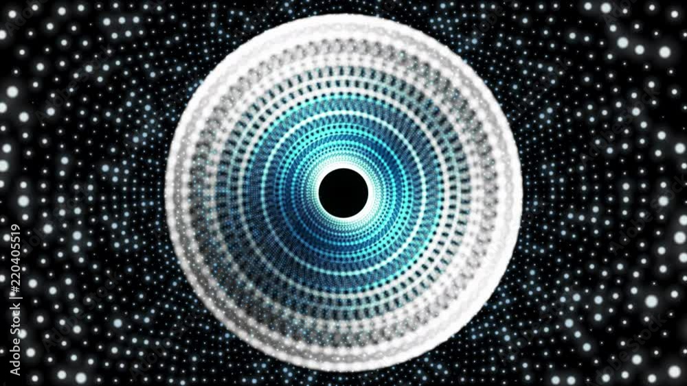 Poster Retro Spin Circle Element Rotating On Flickering Start Dot Background