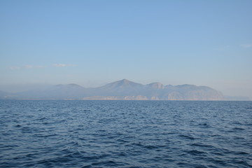 mar, montaña, nubes, cielo,  Islas Baleares