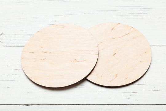 Empty blank drink coaster mockup, round mat.