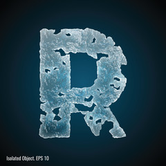 Ice Font / isolated ice shaped letter R vector illustration